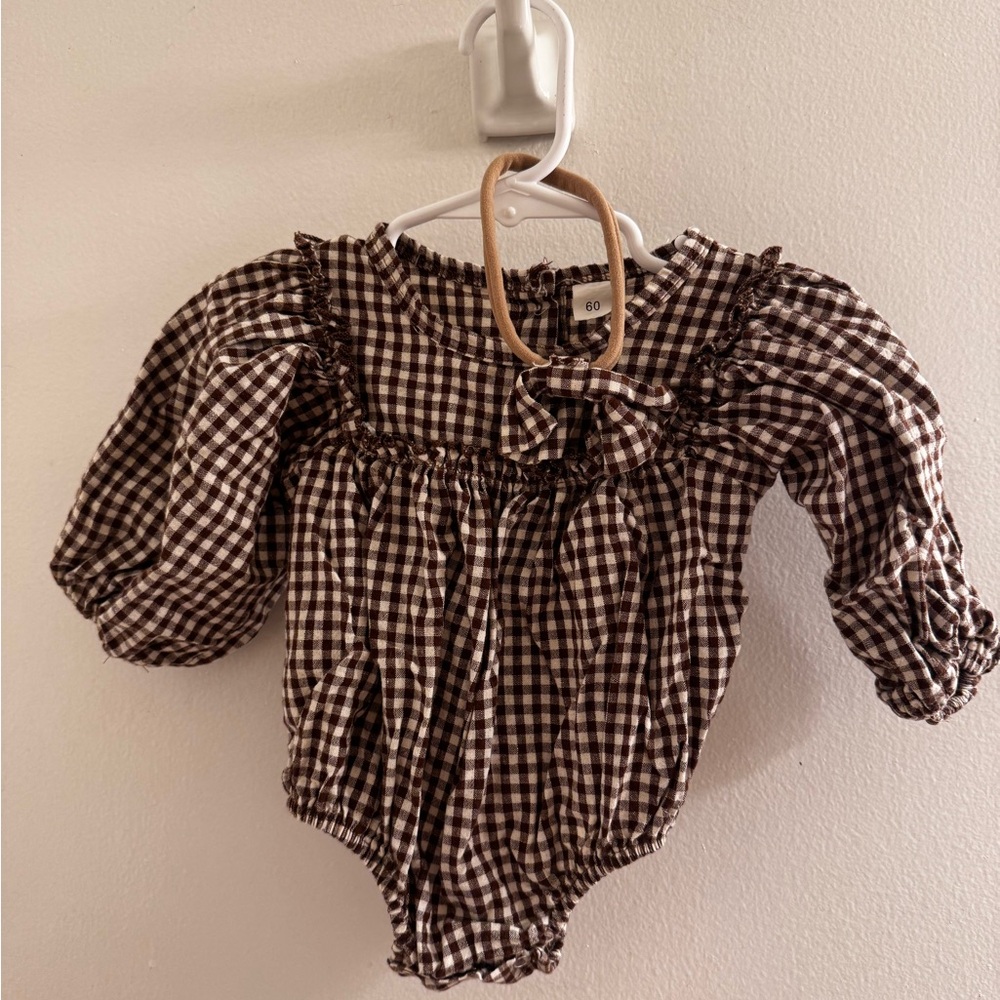 Amazon Brown Checkered Kids One Piece